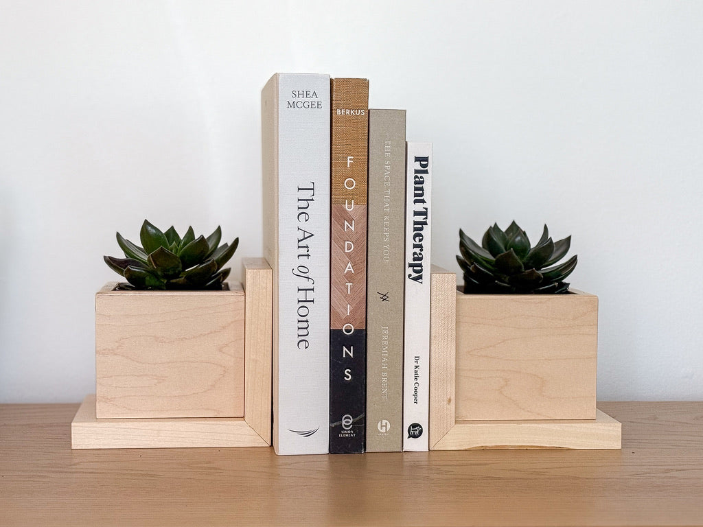 Solid Wood Planter Bookends