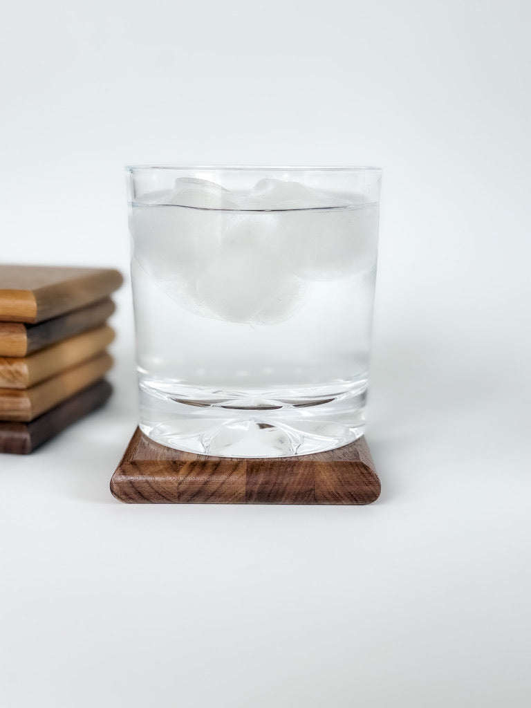 Rounded Edge Solid Wood Coasters – Set of 6