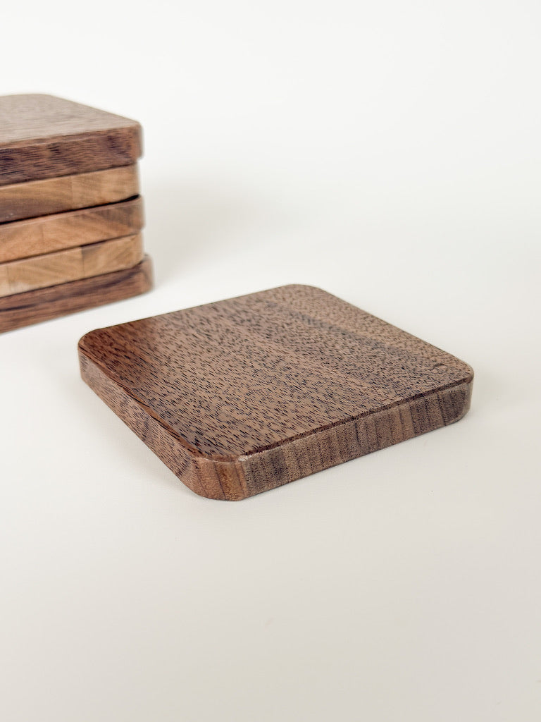 Softly Rounded Edge Solid Wood Coasters – Set of 6