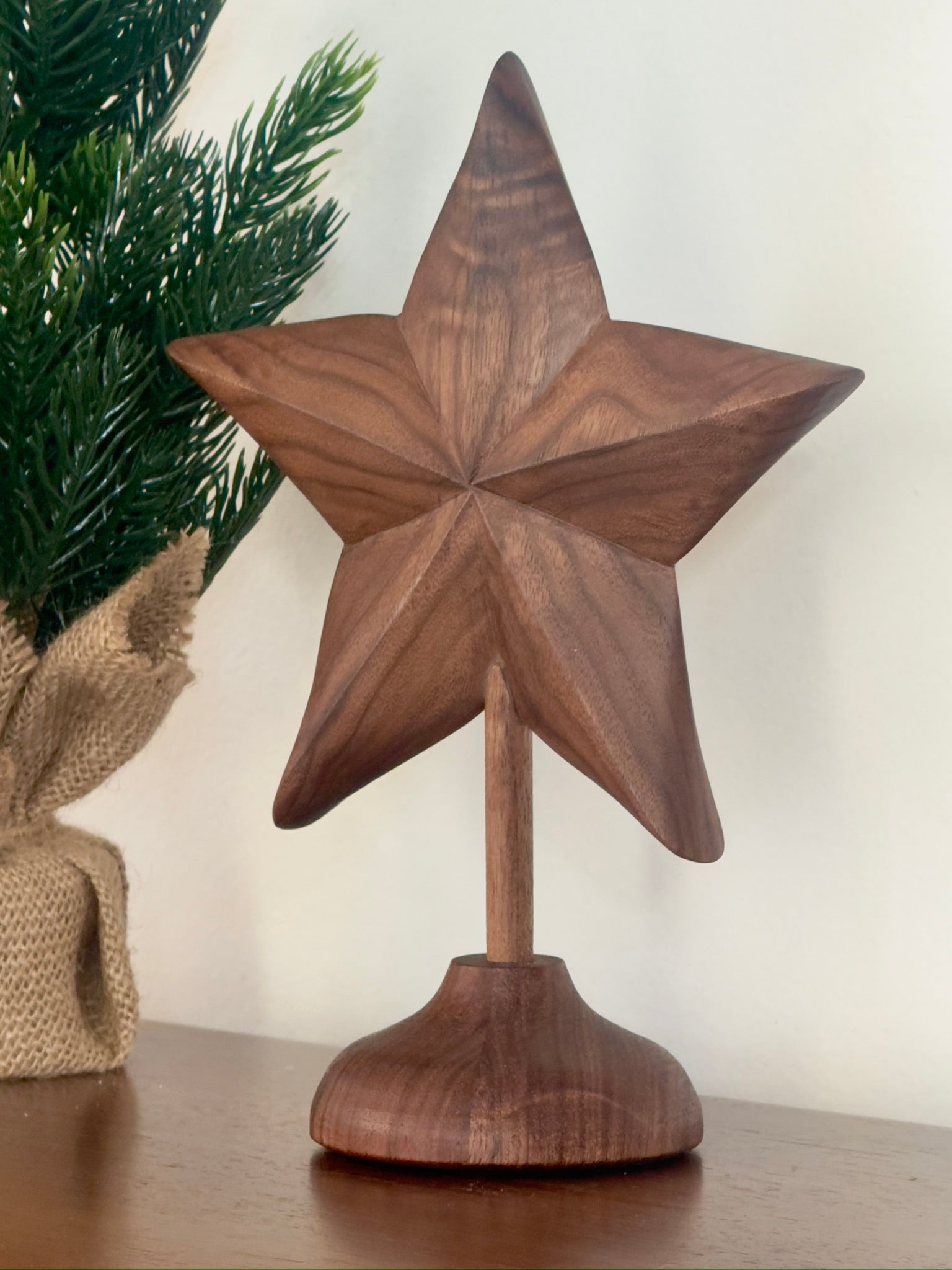 Hand-Carved Wooden Tree Topper