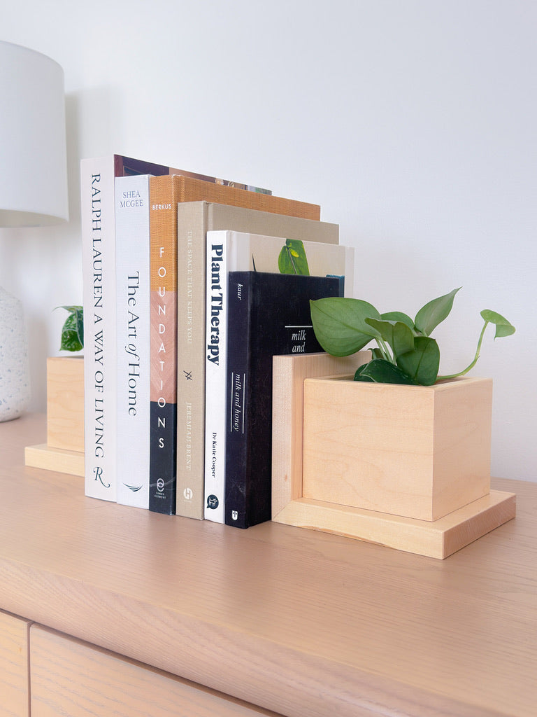 Solid Wood Planter Bookends