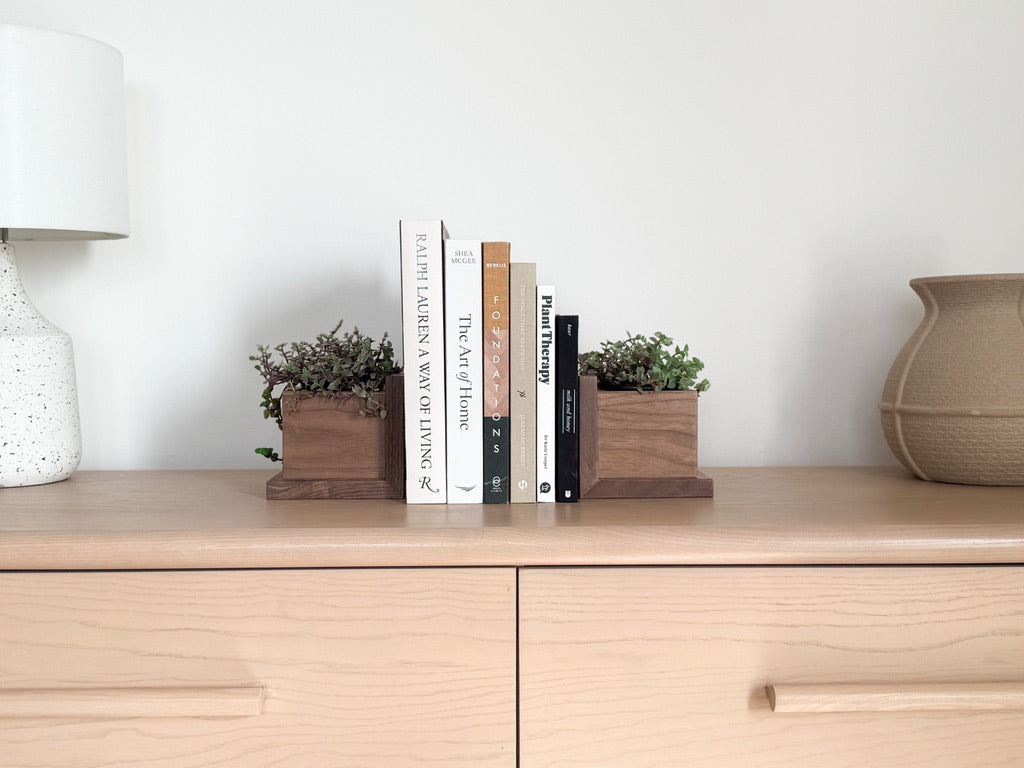 Solid Wood Planter Bookends