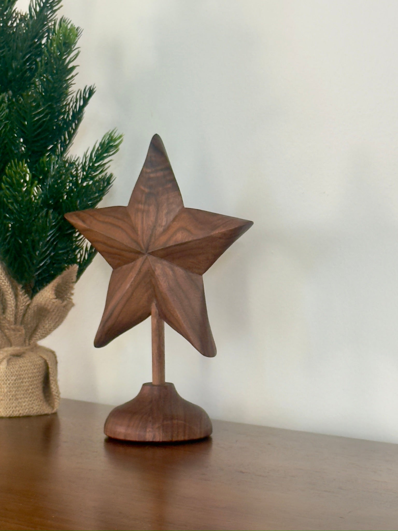 Hand-Carved Wooden Tree Topper