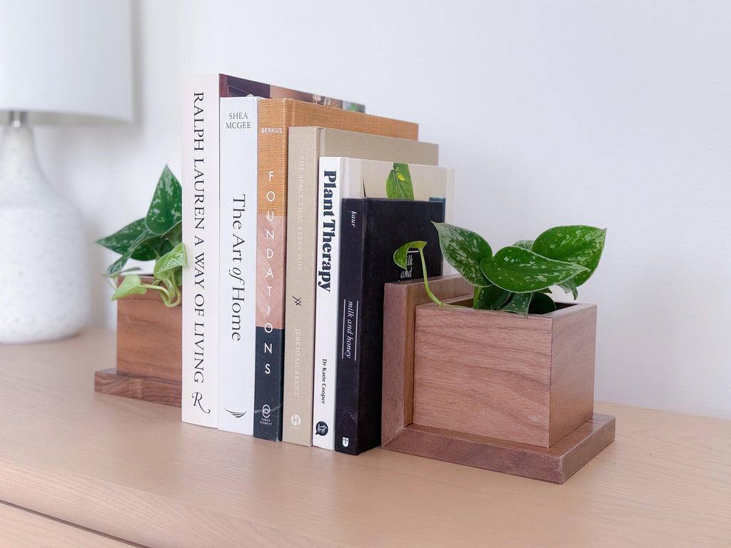 Solid Wood Planter Bookends