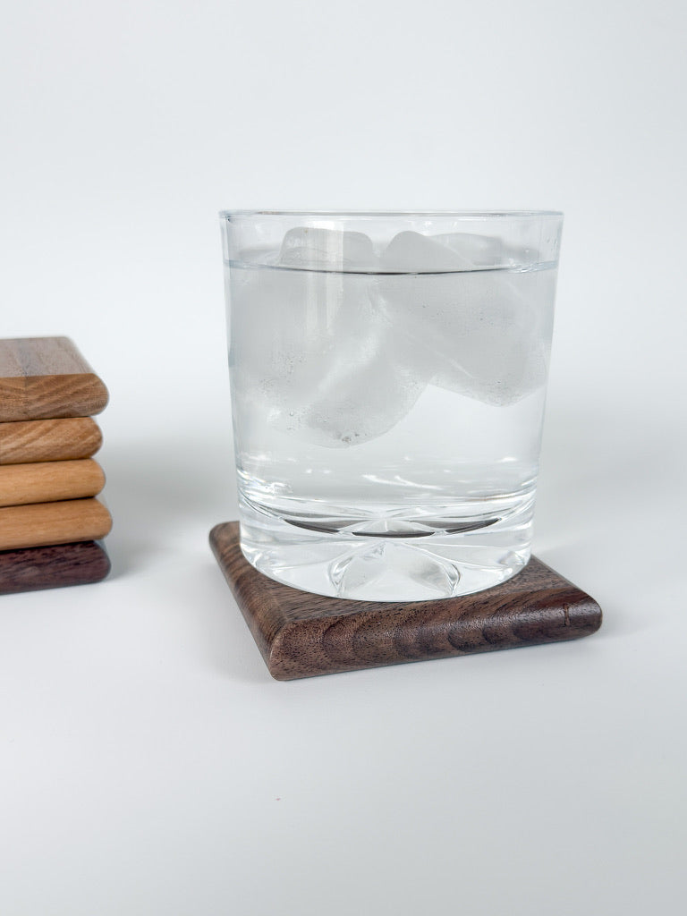 Rounded Edge Solid Wood Coasters – Set of 6