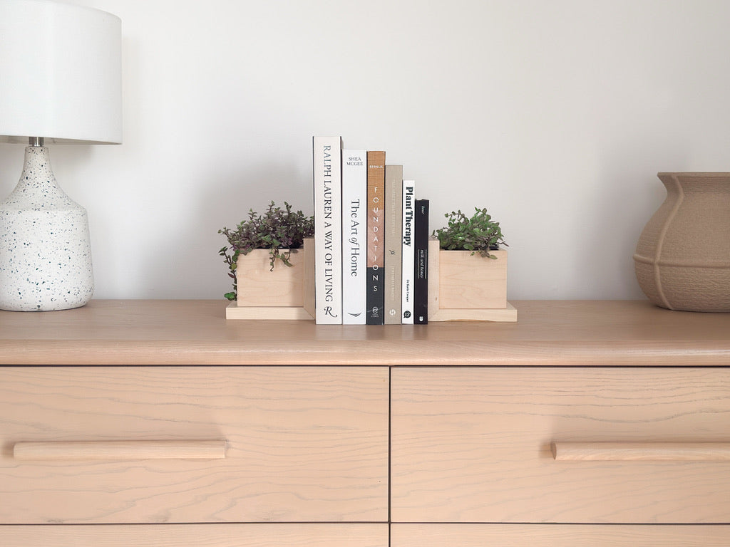 Solid Wood Planter Bookends