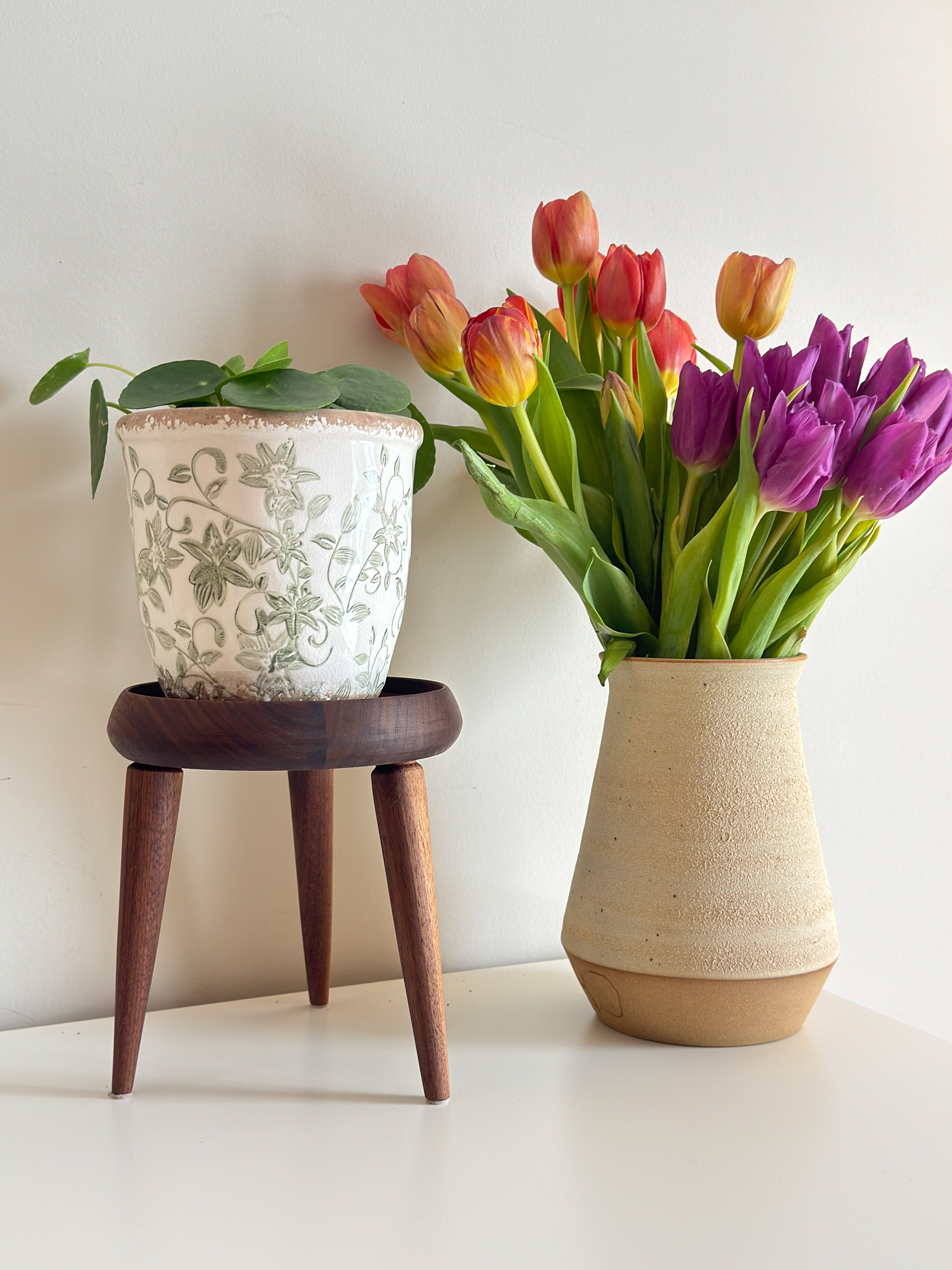 Turned Tripod Wooden Plant Stand